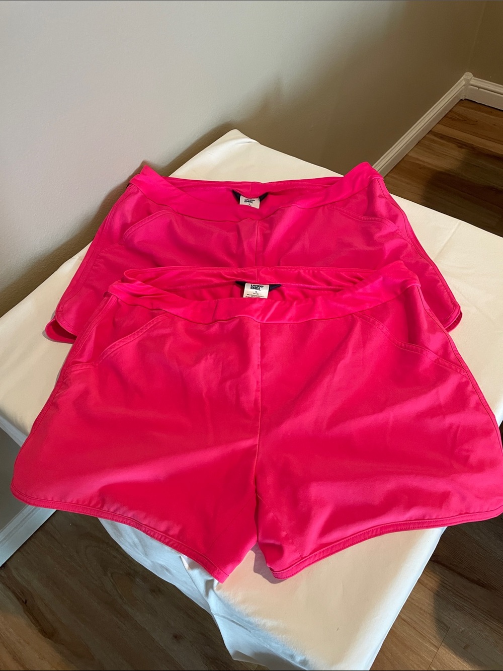 Lands' End Women's Bright Pink Athletic Shorts With Built In Liner